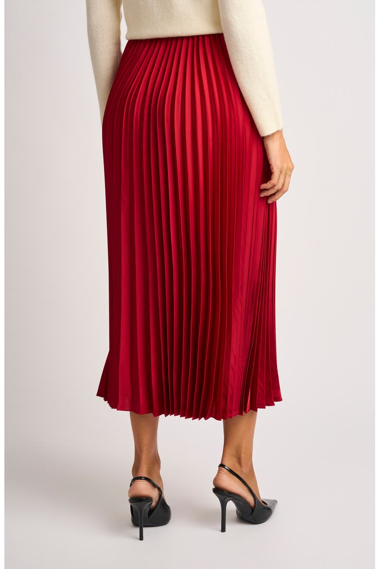 Pleated Crepe Midi Skirt, Alternate, color, BRIGHT RED