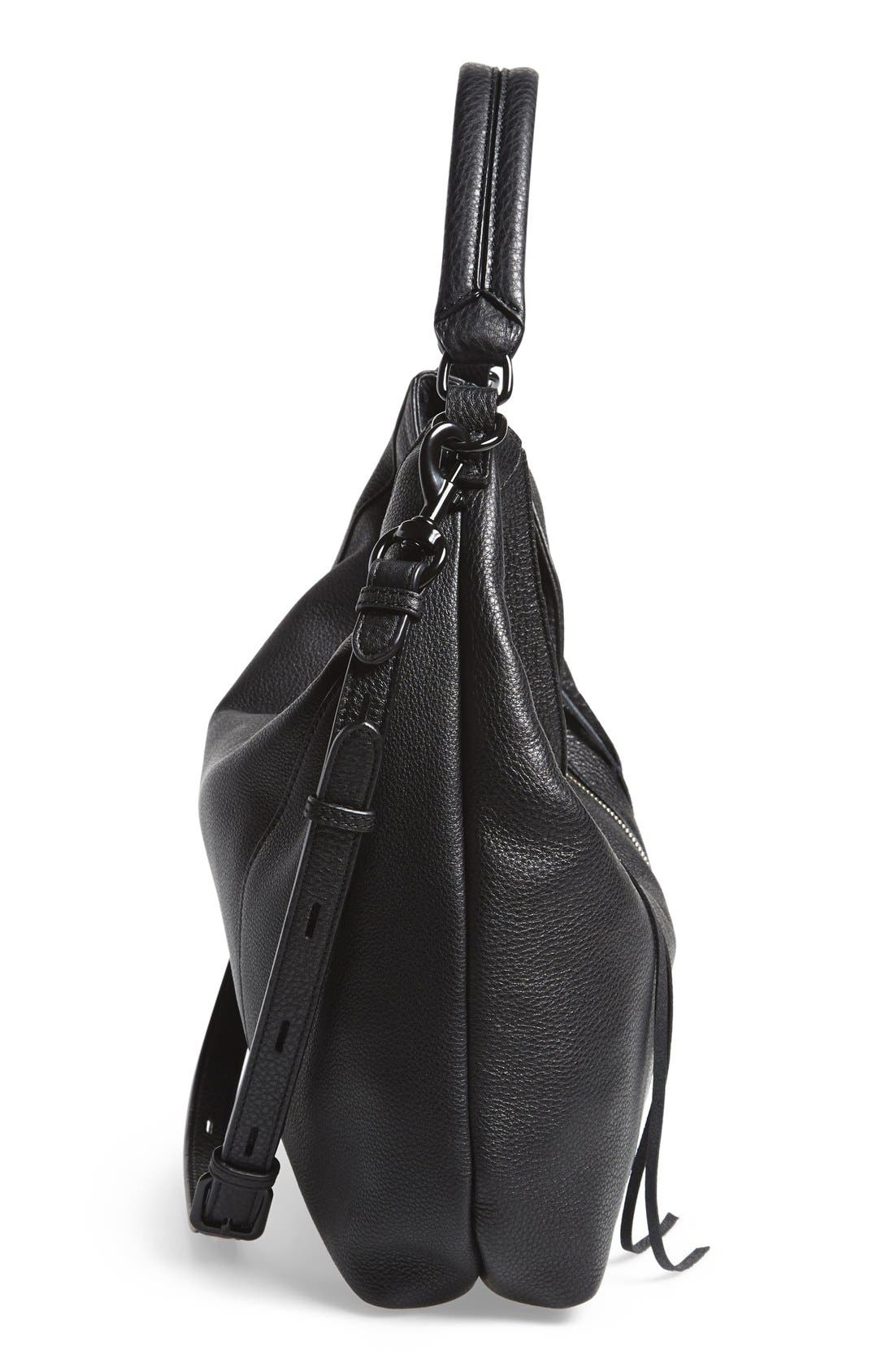 'Moto' Hobo Bag, Alternate, color, BLACK/ BLACK