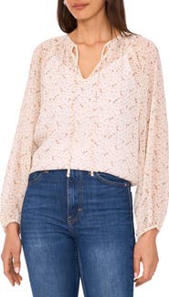Vince Camuto Abstract Print Long Sleeve Top