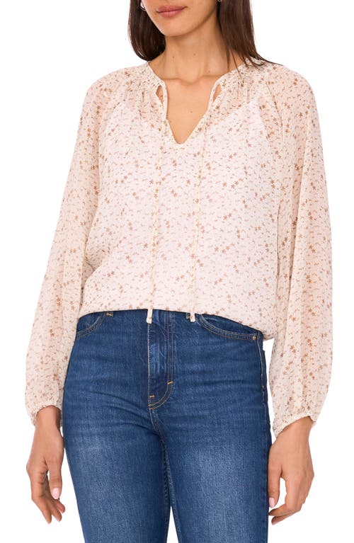 Vince Camuto Abstract Print Long Sleeve Top In Pink