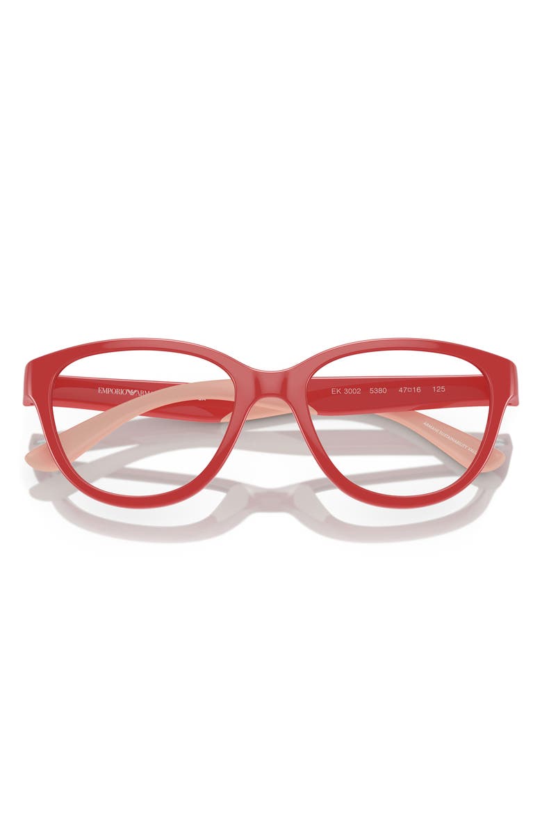 Emporio Armani Kids' 47mm Cat Eye Optical Glasses, Alternate, color, Shiny Coral / Demo Lens