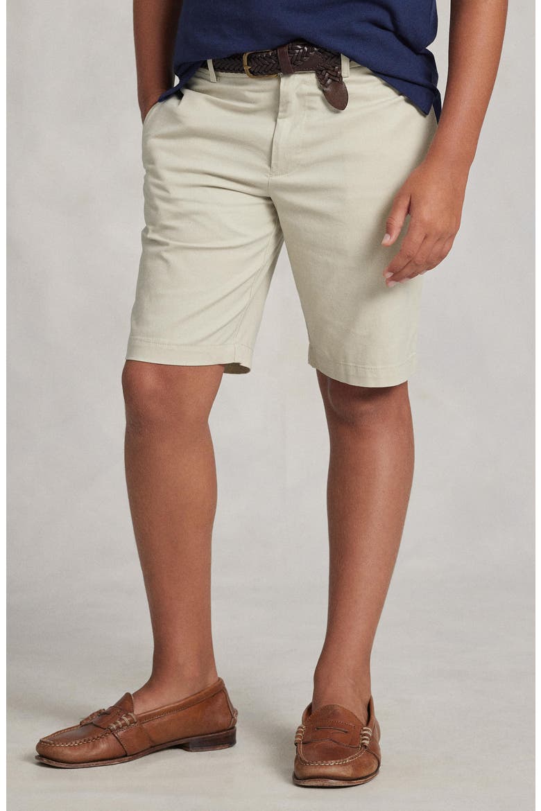Kids' Flat Front Cotton Stretch Twill Chino Shorts, Alternate, color, NATURAL-101
