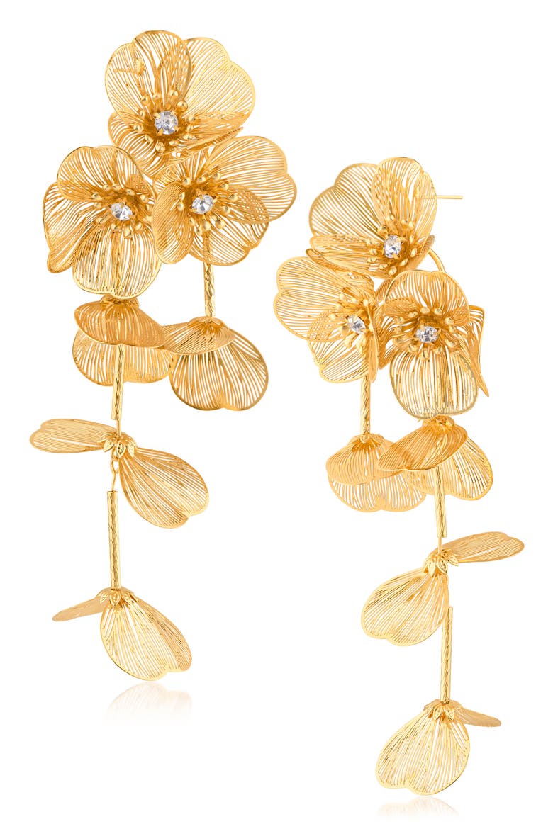 Blooms & Vines Statement Drop Earrings, Main, color, CLEAR GOLD