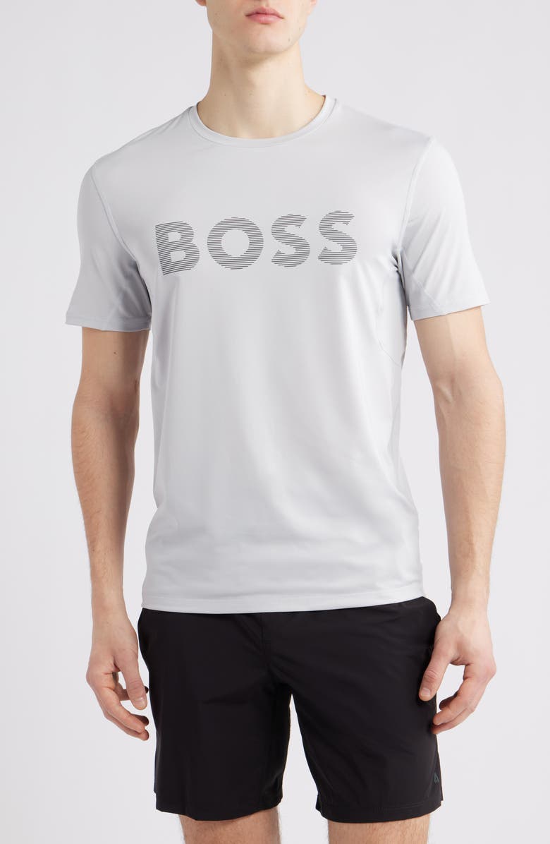 BOSS Tee Active Slim Fit Performance Logo Graphic T-Shirt, Main, color, Light Grey