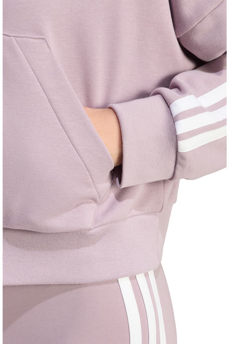 Essentials 3-Stripe Quarter Zip Sweatshirt, Alternate, color, PRELOVED FIG/ WHITE