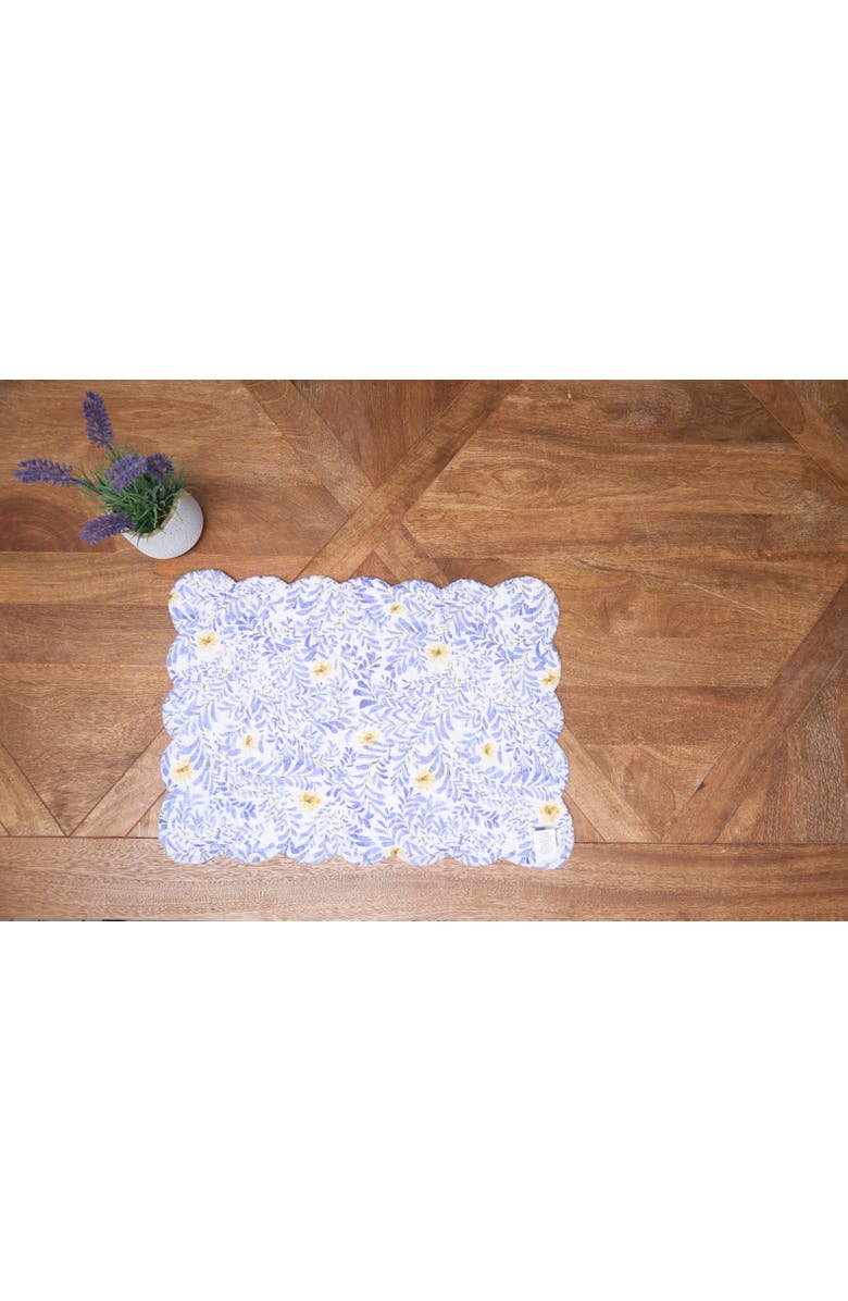 C&F Home Lovely Blues Scalloped Quilted Placemats Set of 6 Floral Design, 13" x 19", Alternate, color, Yellow