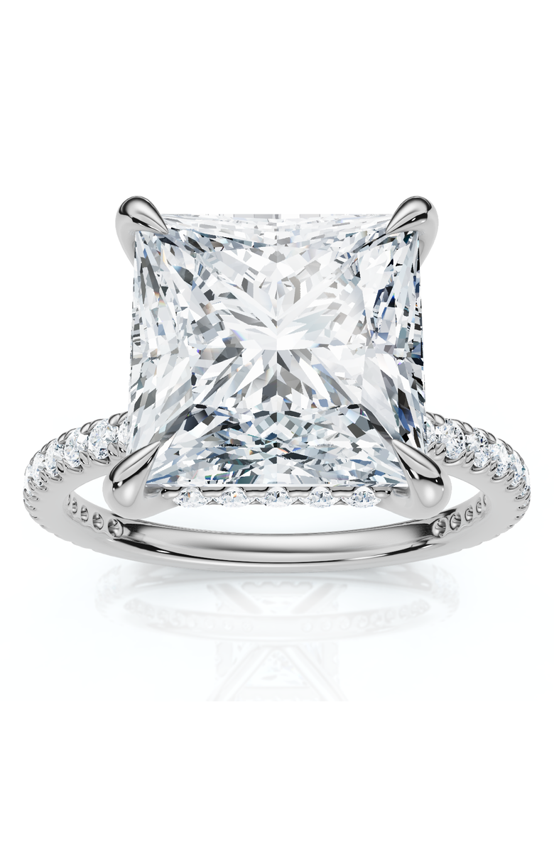 Bliss Diamond Certified 4 1/3Ct Princess Cut Side Halo Engagement Ring 14k Gold/Pt Lab Grown, Main, color, 