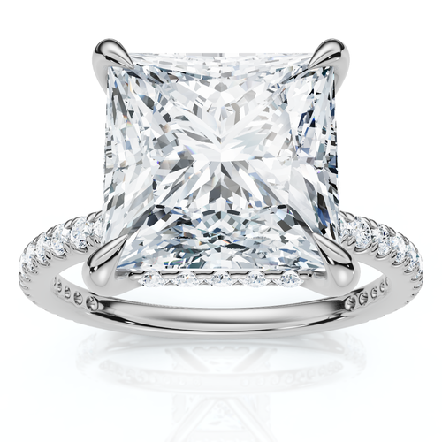 Bliss Diamond Certified 4 1/3ct Princess Cut Side Halo Engagement Ring 14k Gold/pt Lab Grown