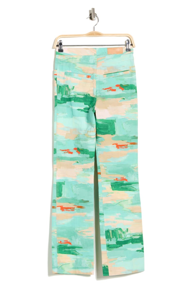 High Waist Cotton & Linen Ankle Pants, Alternate, color, AQUA