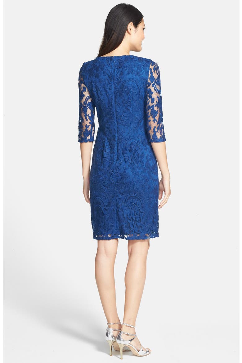 Embroidered Mesh Ruched Sheath Dress, Alternate, color, NILE