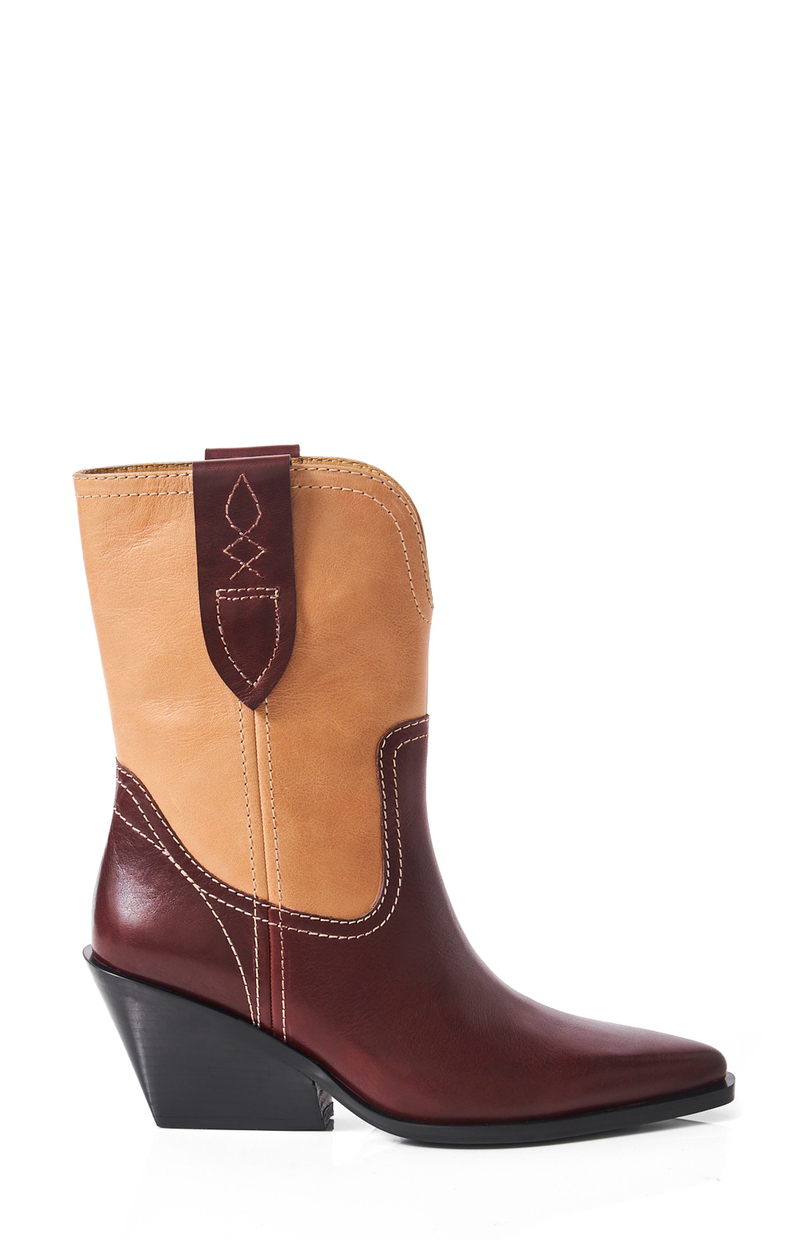 Free People Pitchfork Western Boot, Alternate, color, Espresso/ Camel