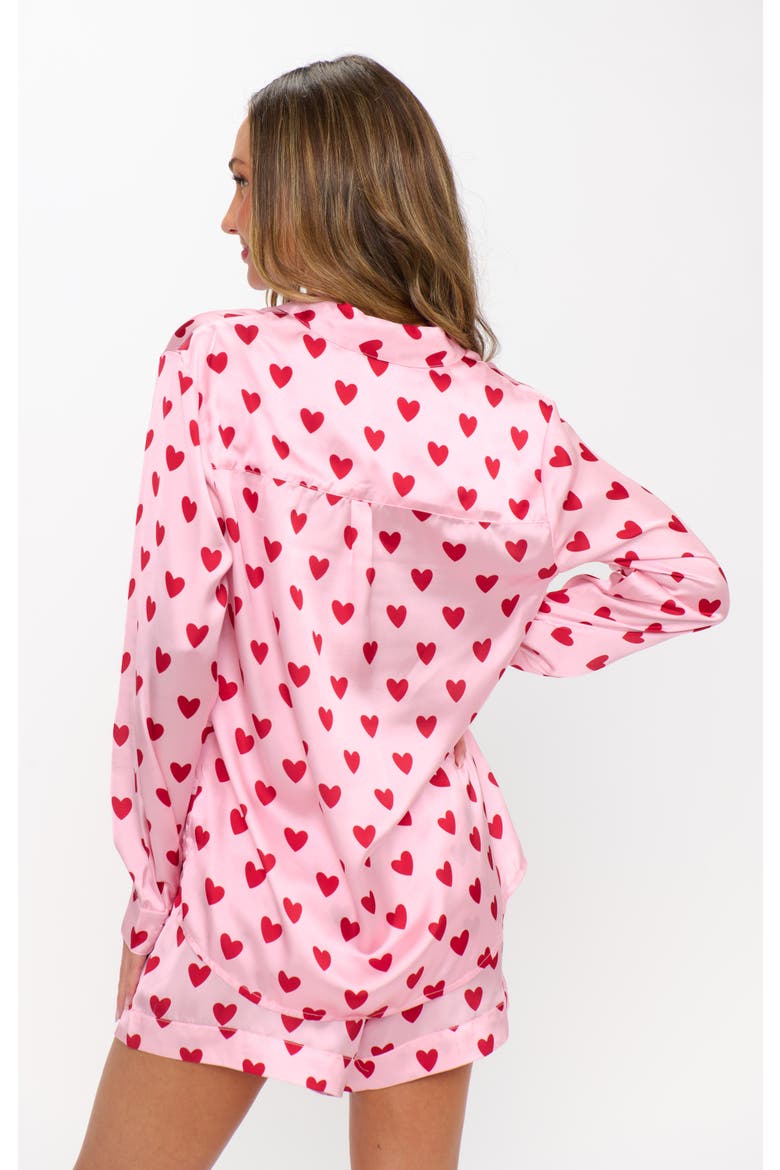 Early Riser PJ Set, Alternate, color, Pink Queen Of Hearts Silky