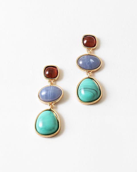 Three Stone Drop Earrings
