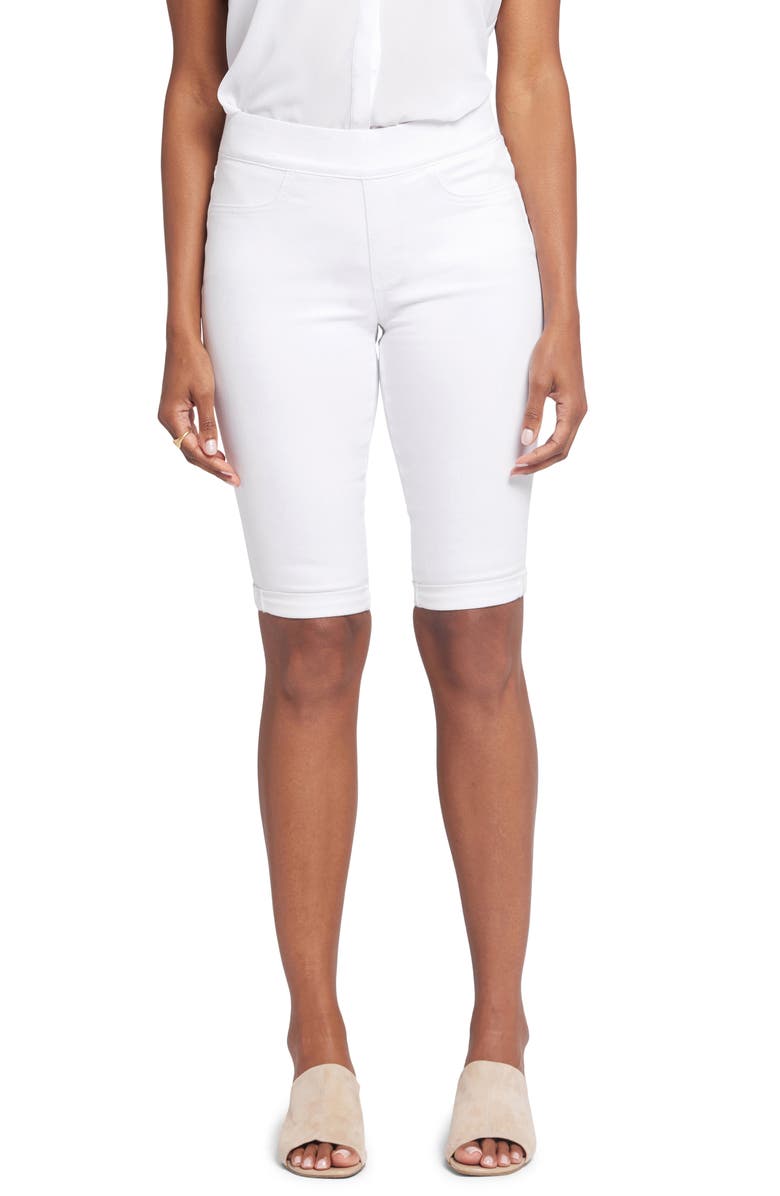 NYDJ Cuff Pull-On Bermuda Shorts, Main, color, Optic White