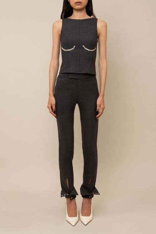 Contessa Mills Cora Slim-fitted Elegant Twill Trouser In Gray