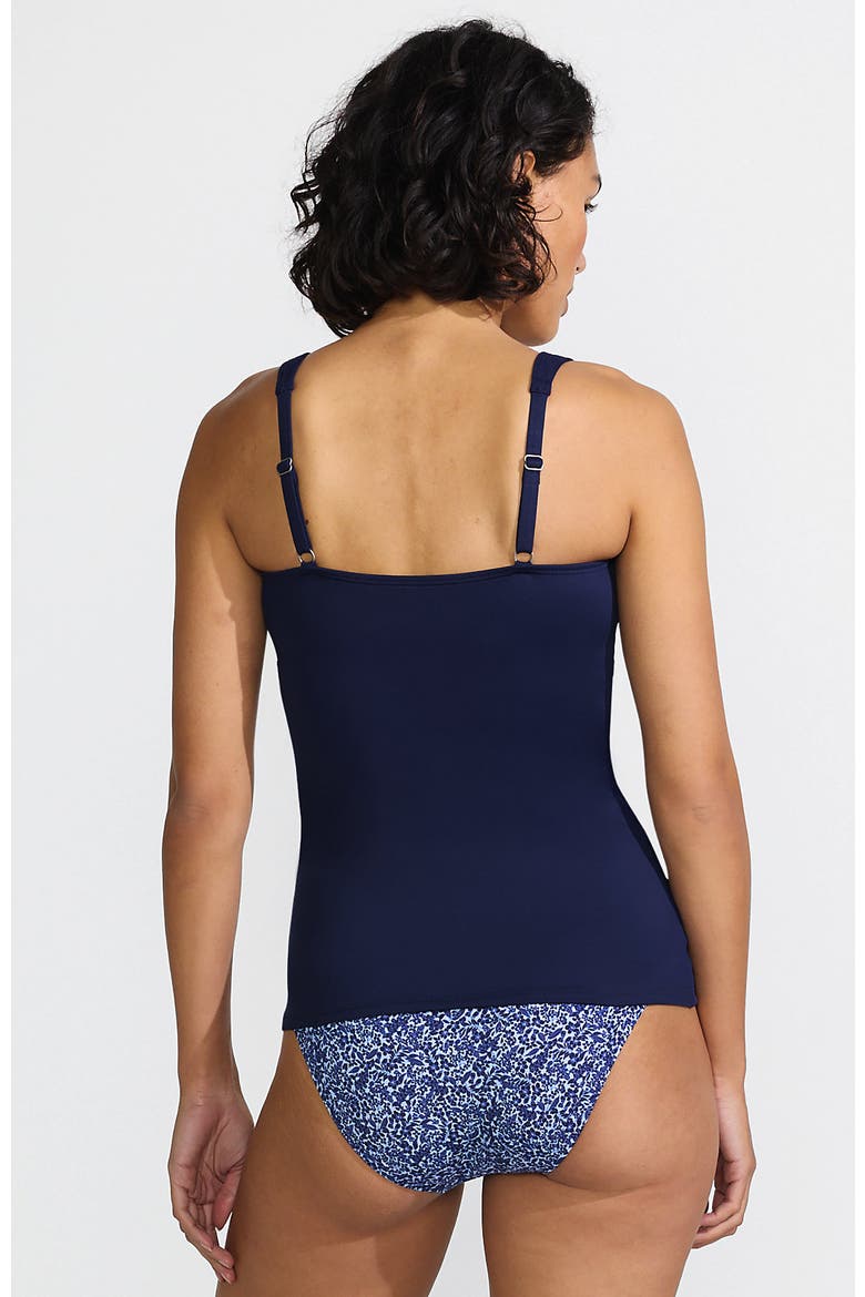 Plus Size DD-Cup Chlorine Resistant V-Neck Underwire Tankini Top Swimsuit Adjustable Straps, Alternate, color, Deep Sea Navy