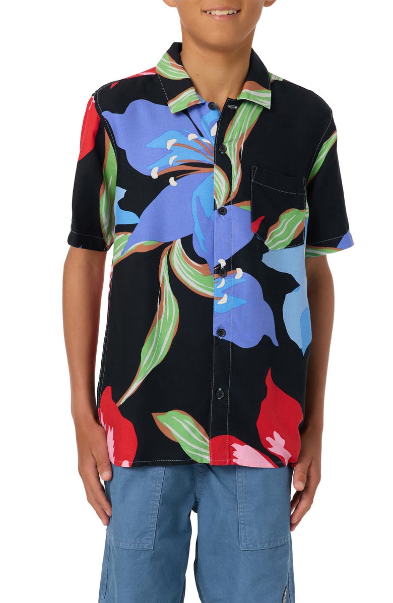 O'Neill Kids' Floral Camp Shirt, Main, color, Blue