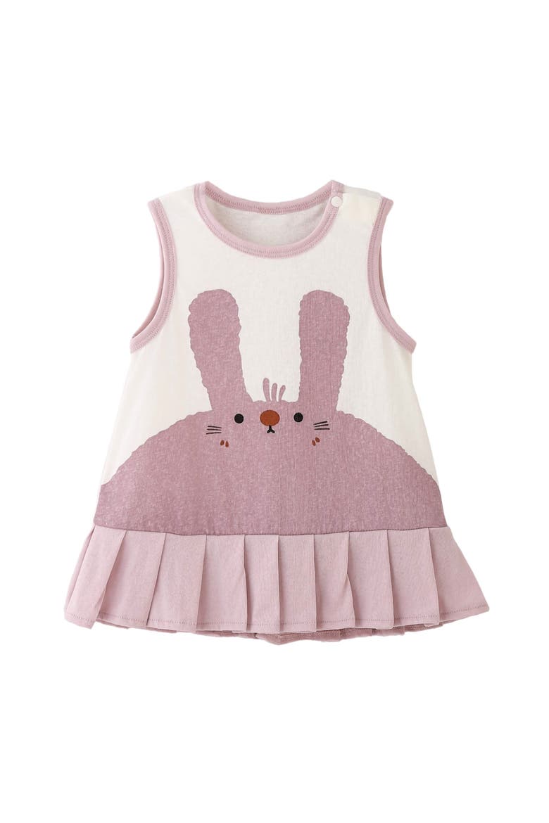 Bunny Pleated Dress, Main, color, White