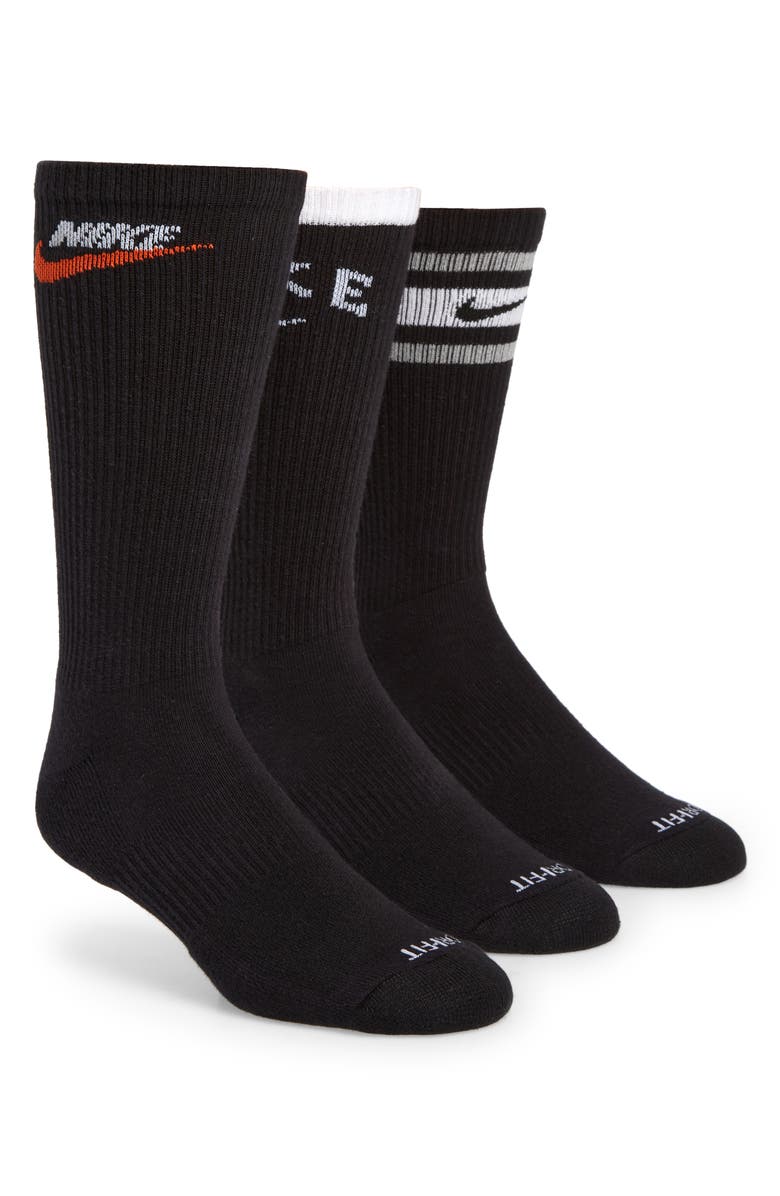 Nike Kids' Assorted 3-Pack Dri-FIT Everyday Plus Cushioned Crew Socks, Main, color, 