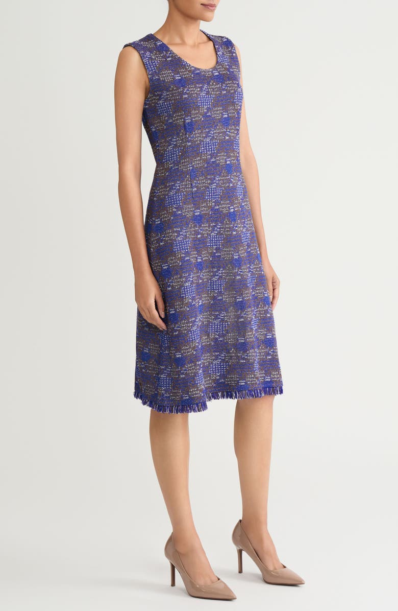 Ming Wang Tweed Sheath Dress, Alternate, color, Sapphire Sea/ Drk Umbr/ Ivy