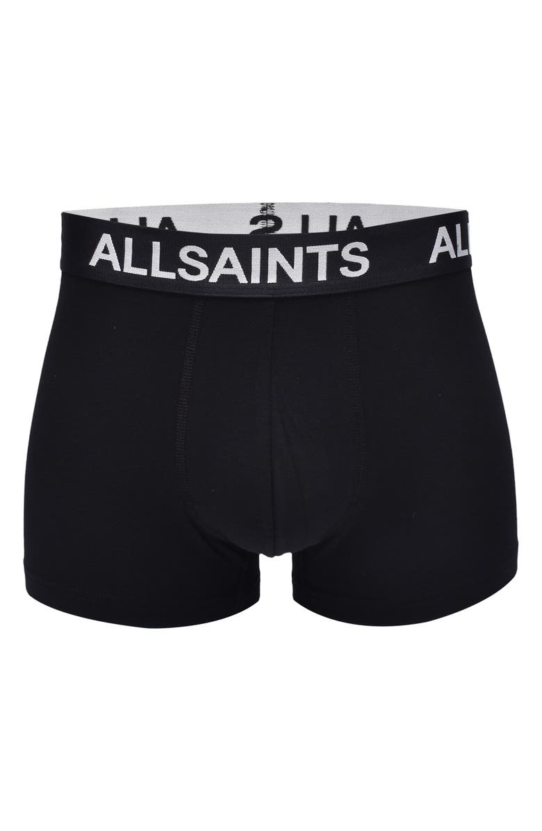AllSaints 3-Pack Contour Pouch Stretch Organic Cotton Trunks, Alternate, color, Black