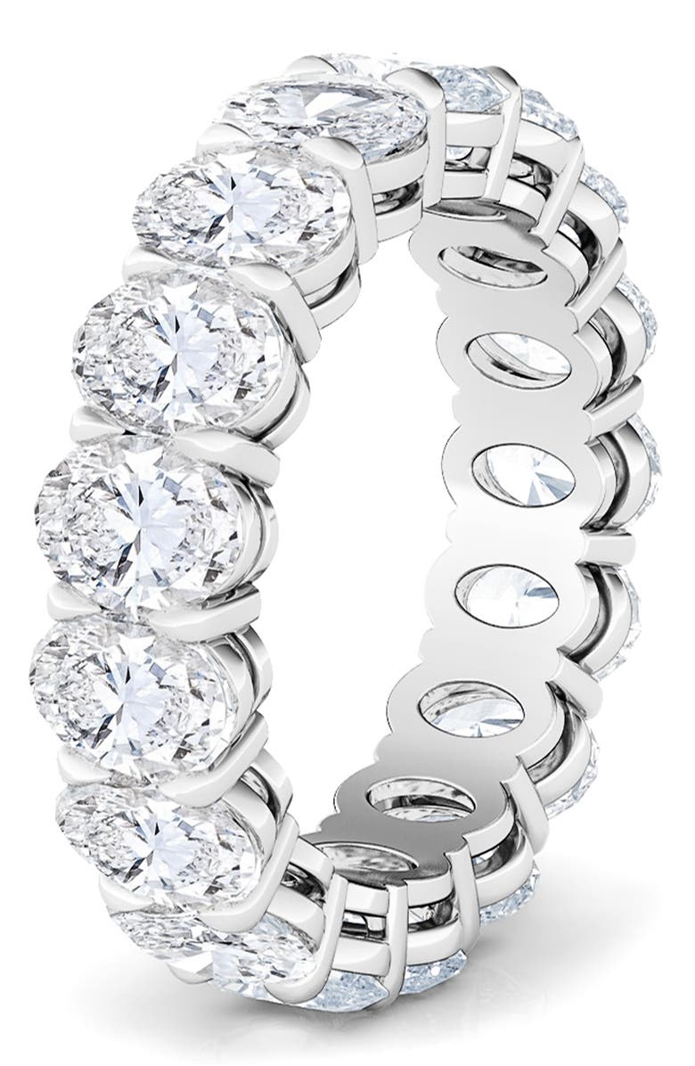 HauteCarat Oval Cut Lab Created Diamond Eternity Band, Alternate, color, White Gold