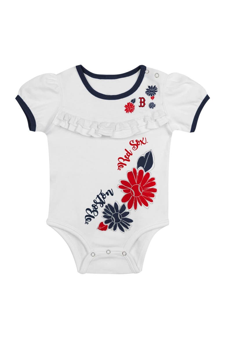 Newborn White/Navy Boston Red Sox Sweet Catcher 3-Piece Bodysuit, Headband and Skirt Set, Alternate, color, White