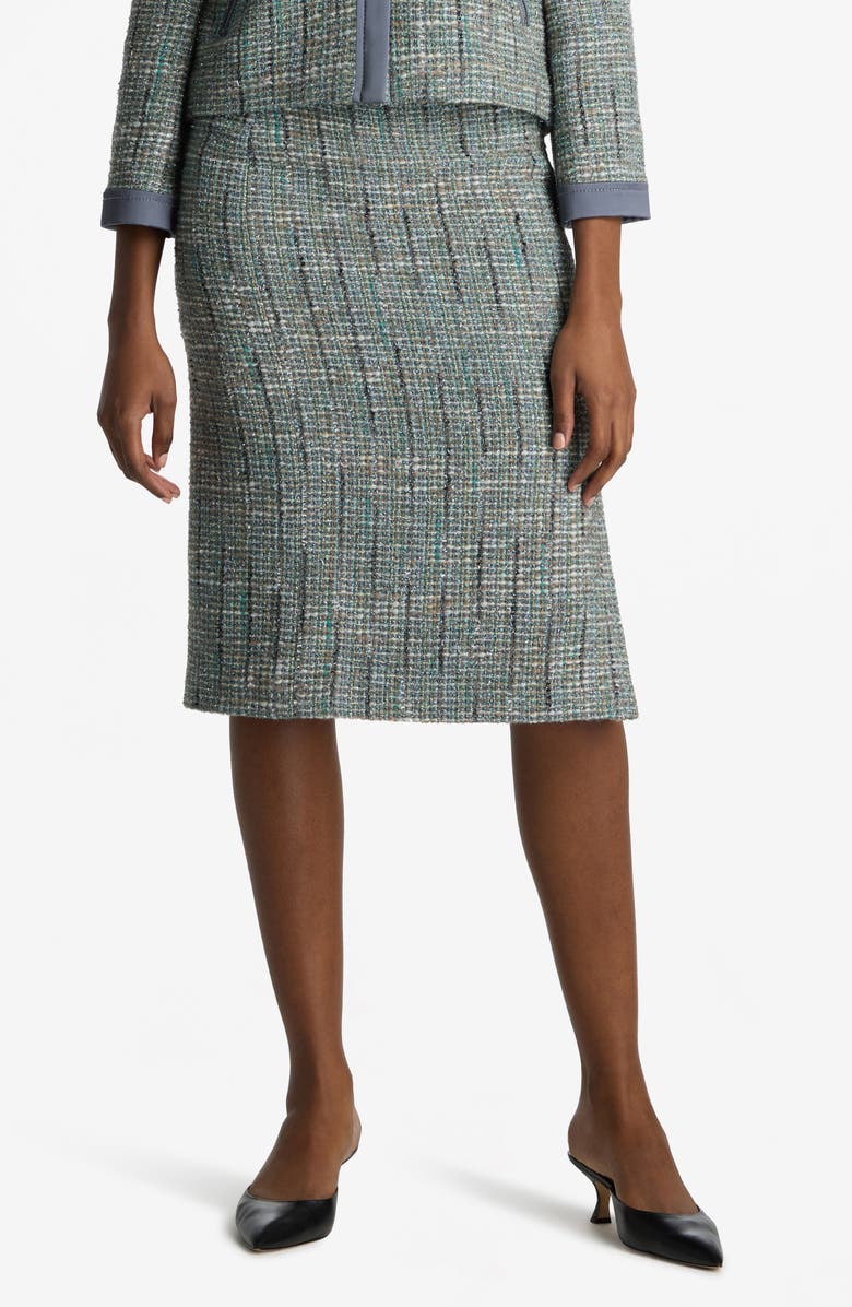 ST. JOHN Metallic Tweed Skirt, Main, color,