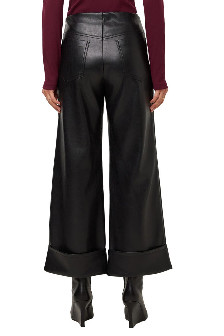 Regina Cuffed Cropped Faux Leather Pants, Alternate, color, BLACK