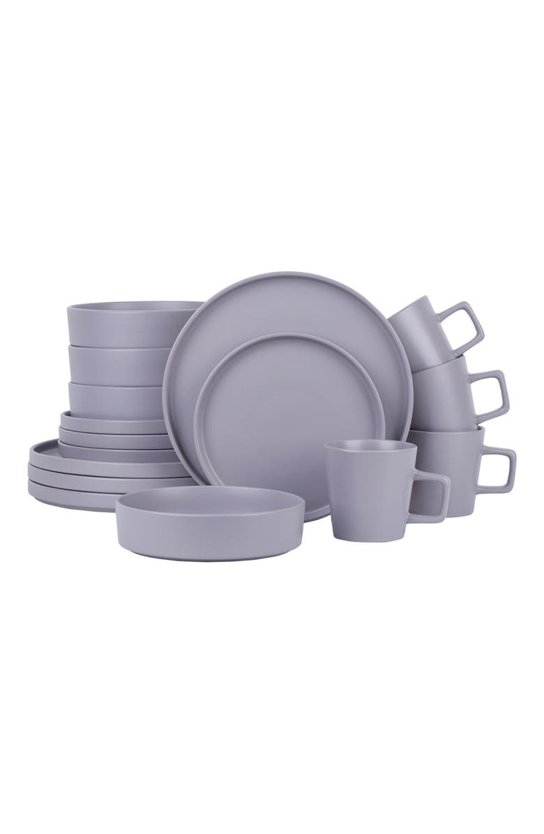 Stone Lain Cleo Stoneware 16-Piece Dinnerware Set, Main, color, Light Gray