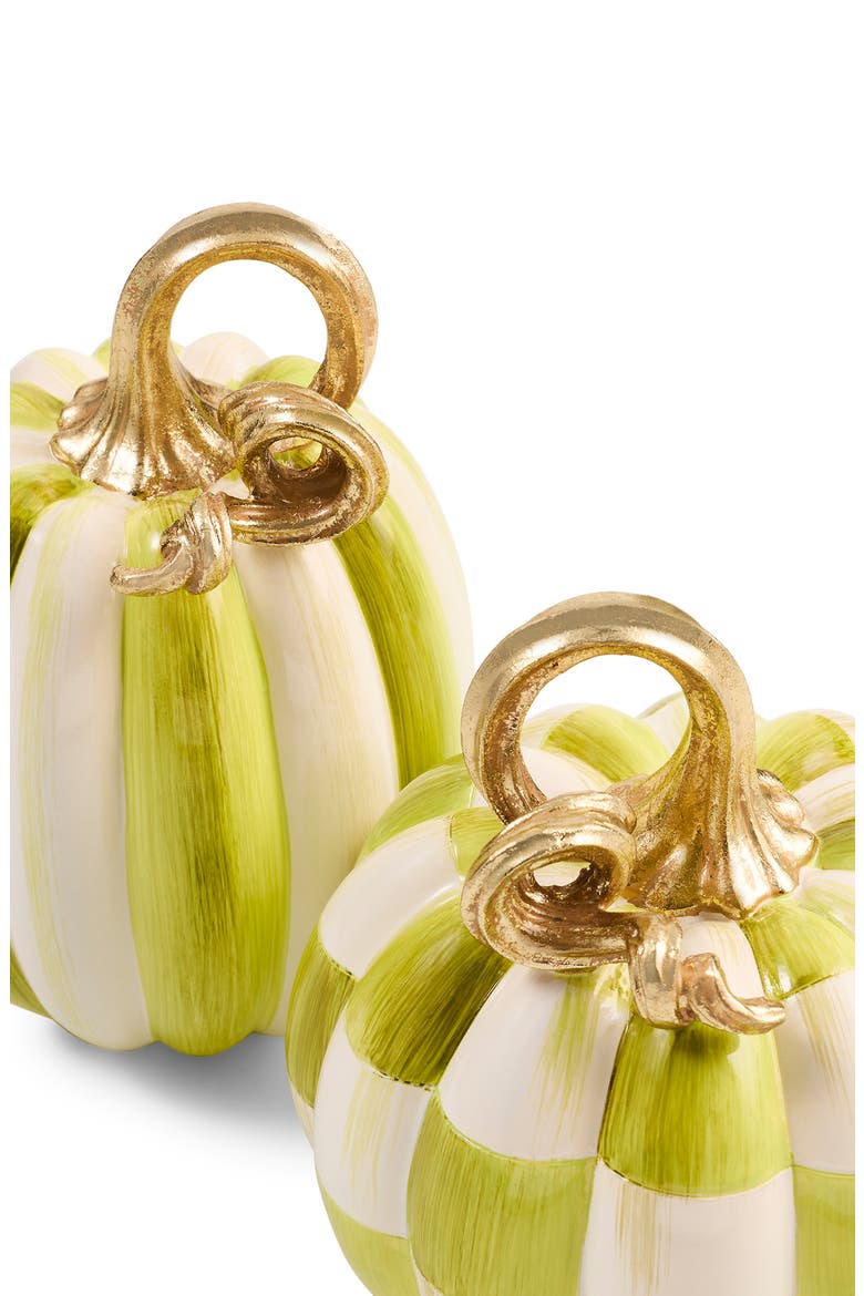 Moss Check and Stripe Petite Pumpkin Decorations, Alternate, color, GREEN