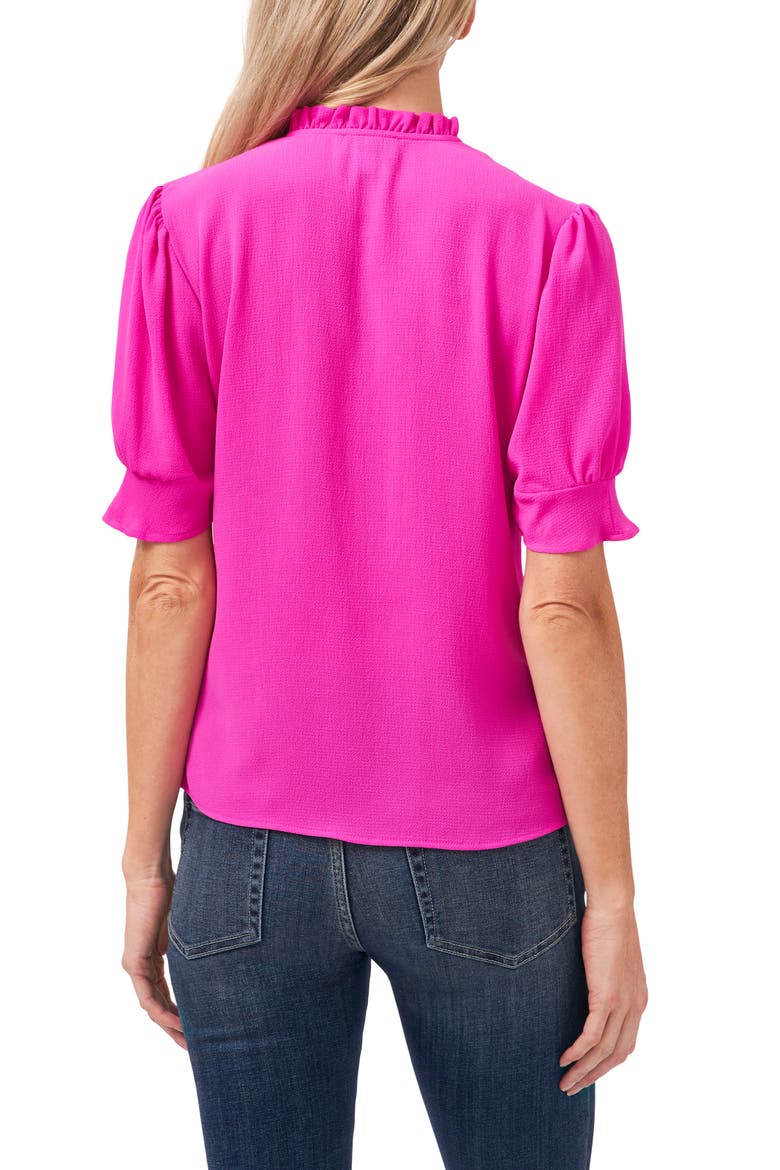 Ruffle Tie Neck Top, Alternate, color, MAGENTA GLOW