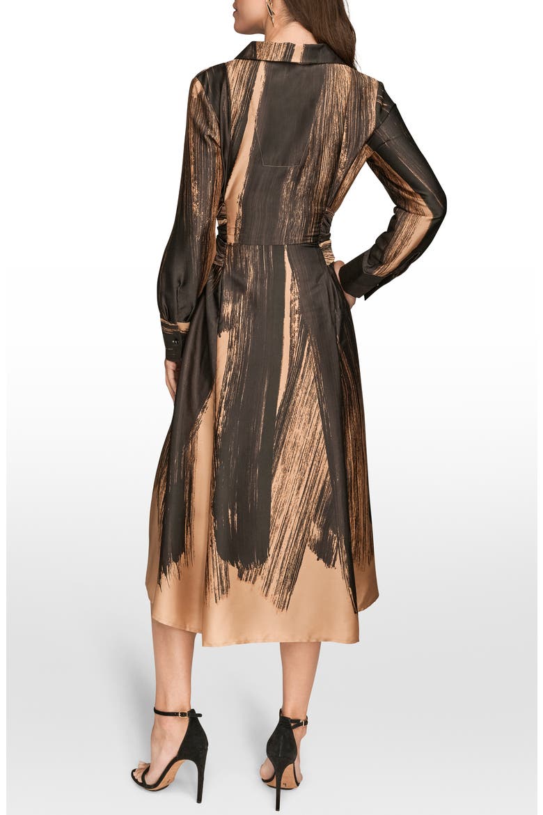 Long Sleeve Midi Dress, Alternate, color, BLACK/ FAWN