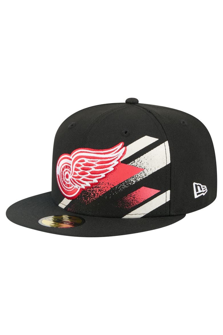 Men's New Era Black Detroit Red Wings Faded Lines 59FIFTY Fitted Hat, Main, color, Black