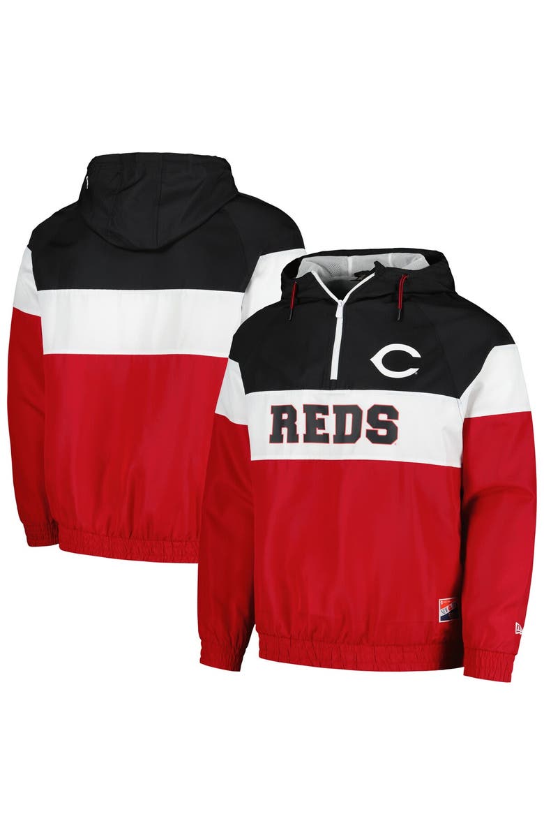 New Era Men's New Era Red Cincinnati Reds Ripstop Raglan Quarter-Zip Hoodie Windbreaker Jacket, Main, color, Red