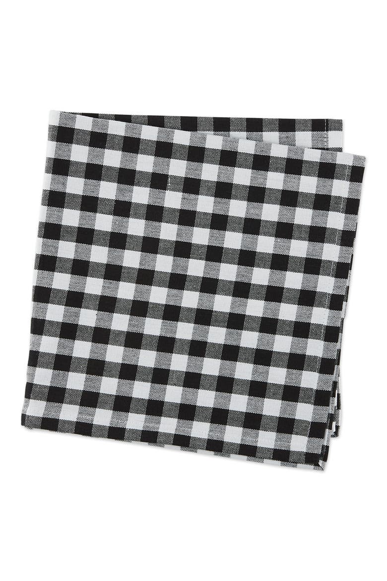 Gingham Cotton Napkin Set/4, Alternate, color, Black/White