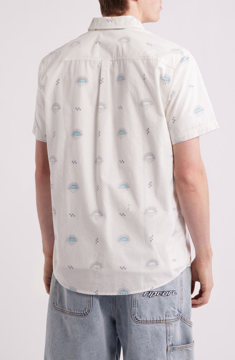 Rip Curl Hypno Micro Short Sleeve Button-Up Shirt, Alternate, color, Bone