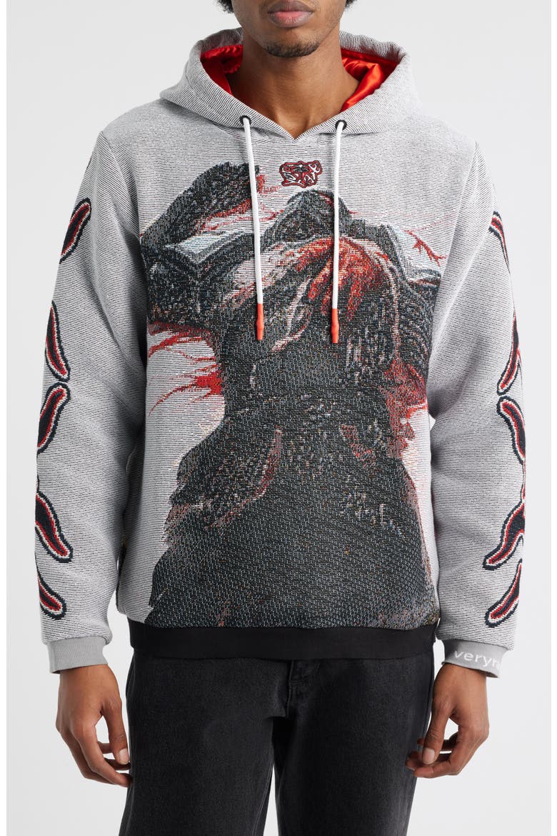 Dead Soldier Graphic Hoodie, Main, color, GRAY