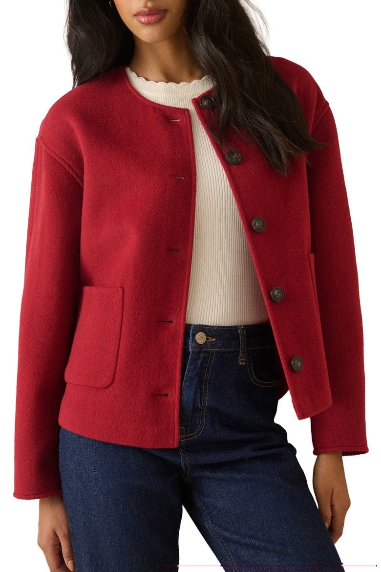 Button Front Jacket, Main, color, DARK RED