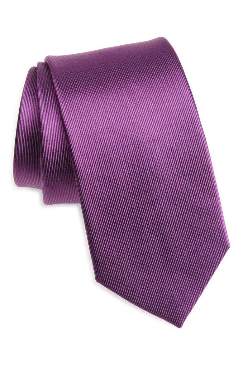 Solid Silk Tie, Main, color, PURPLE