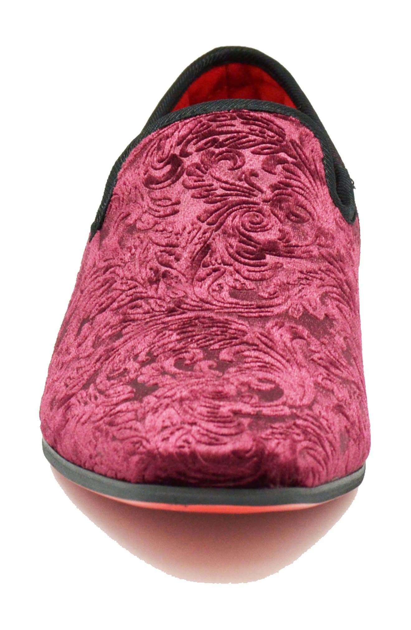 Broderick Velvet Loafer, Alternate, color, BURGUNDY