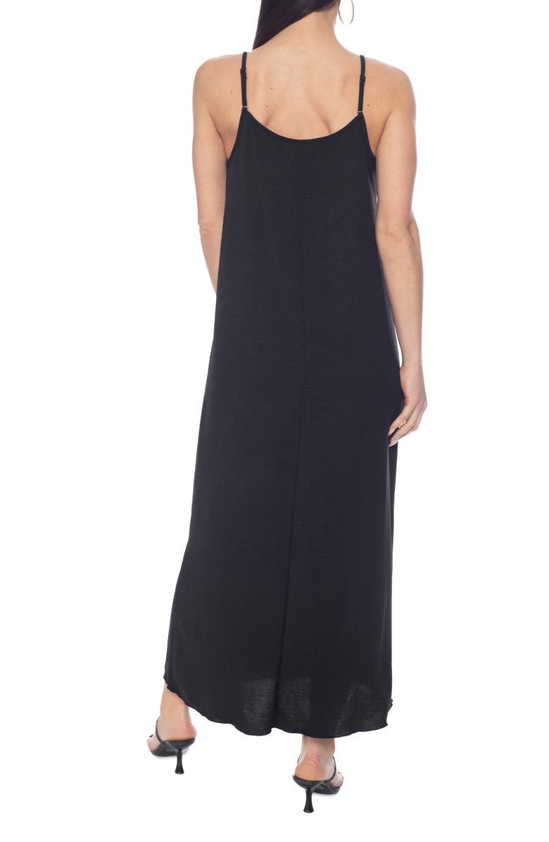 TASH AND SOPHIE Ruched Neck Maxi Dress, Alternate, color, Black