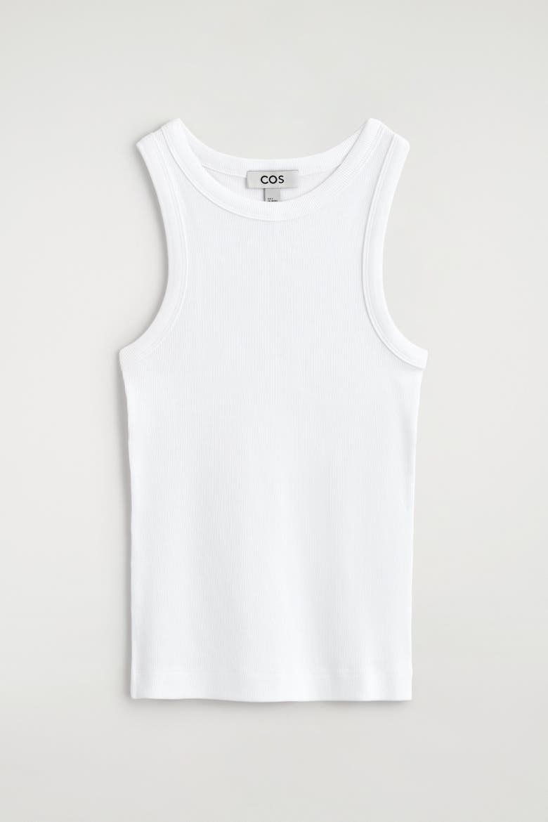 Ribbed Cotton Tank Top, Alternate, color, WHITE