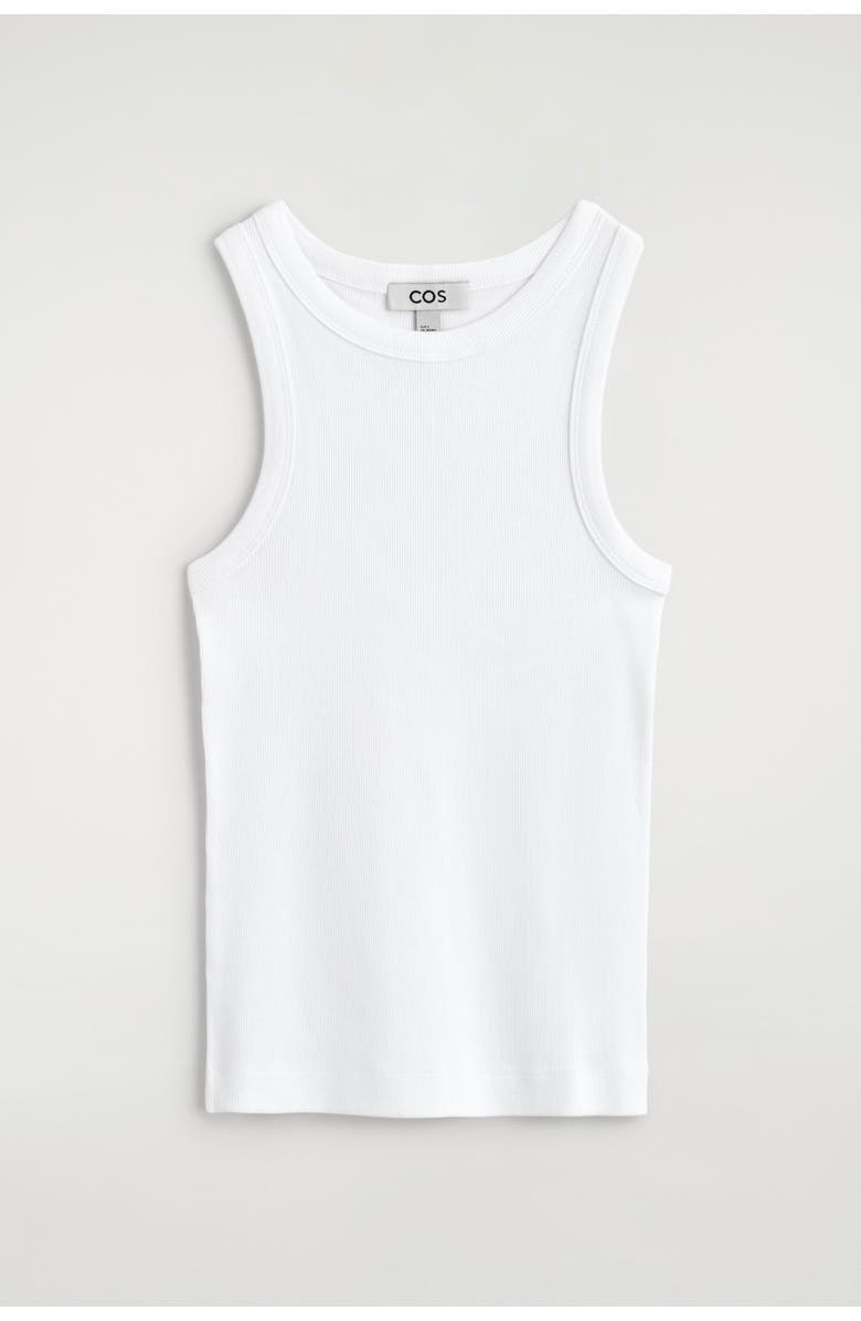 COS Ribbed Cotton Tank Top, Alternate, color, White