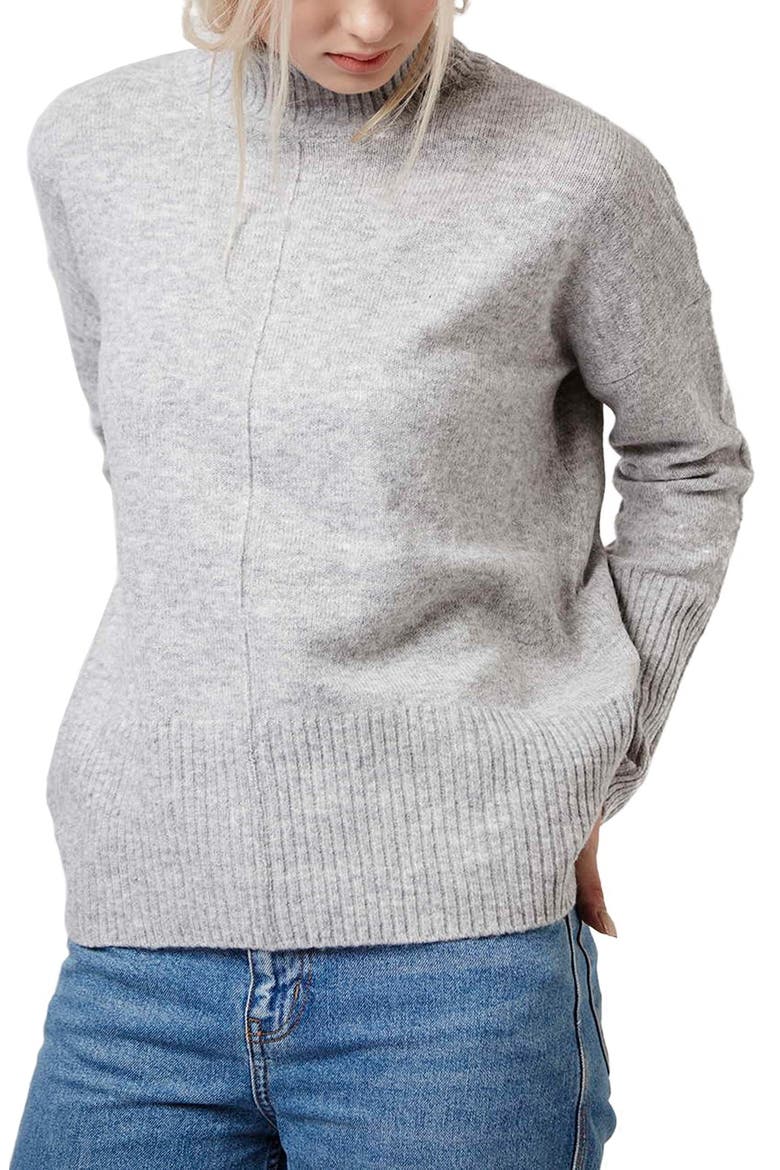 Oversize Funnel Neck Sweater, Main, color, LIGHT GREY
