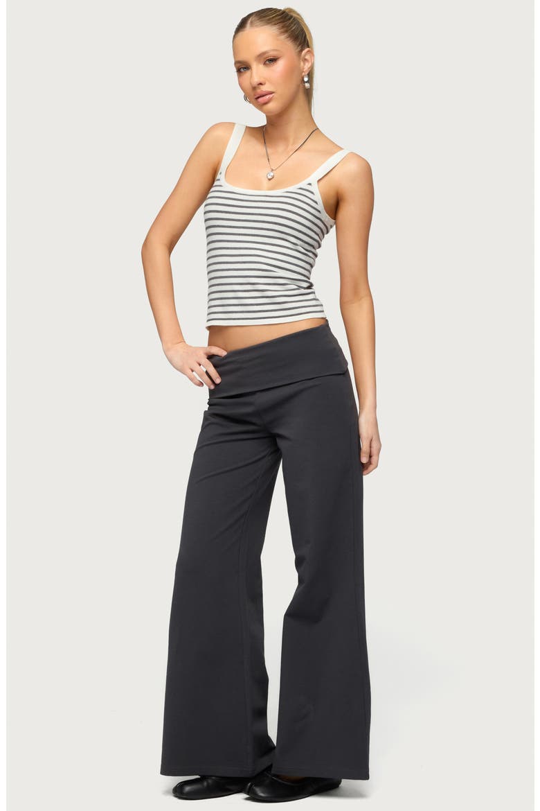 Wide Leg Foldover Pants, Alternate, color, DARK-GRAY