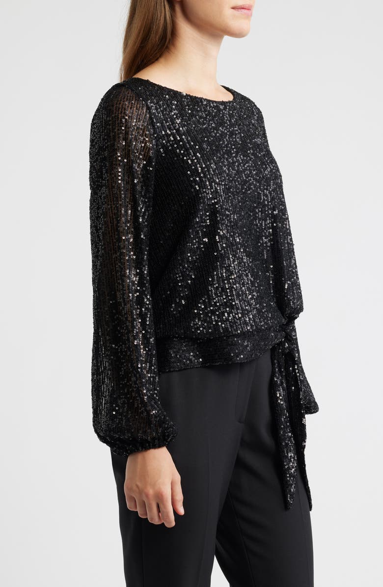 Tahari ASL Sequin Top, Alternate, color, Black