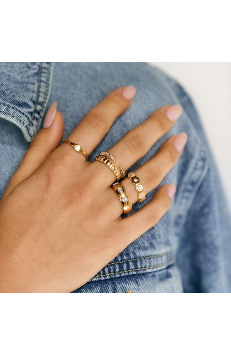 Mazin Jewels Micro Signet Ring, Alternate, color, Gold