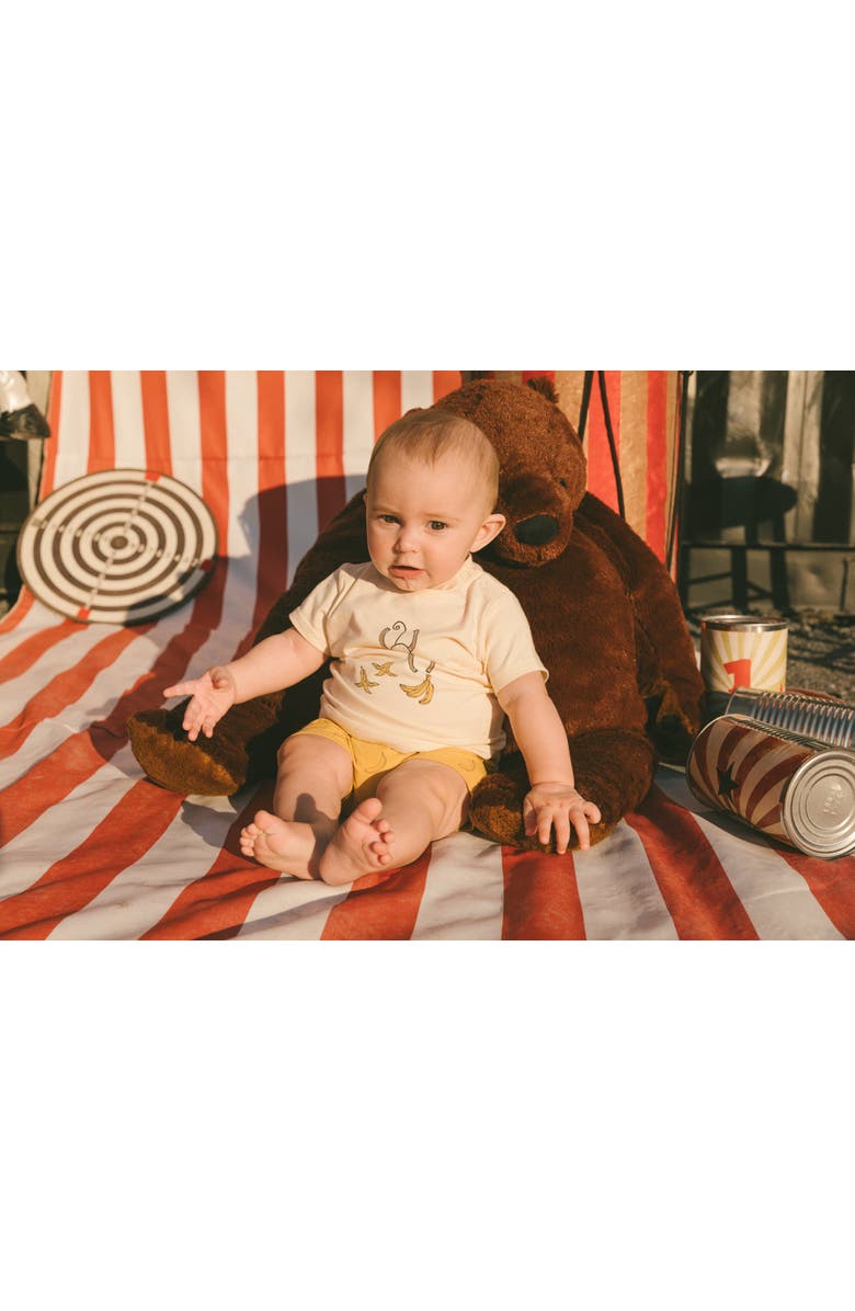 Deux par Deux Baby Boy's Printed Organic Cotton Top And Short Set Yellow Bananas And Off-White, Alternate, color, 