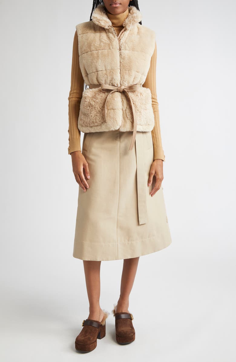 Moncler Joui Faux Fur Down Vest, Alternate, color, Alabaster